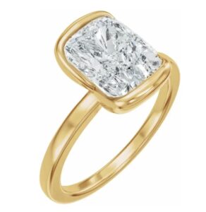 Ayla elongated cushion cut lab diamond engagement ring in 14K yellow gold
