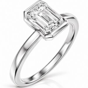 Ayla emerald cut lab diamond engagement ring in 14k white gold