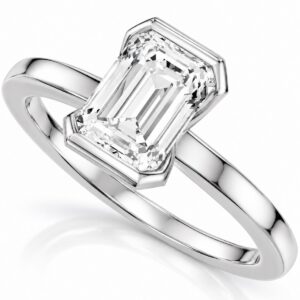 Ayla emerald cut lab diamond engagement ring in 14k white gold