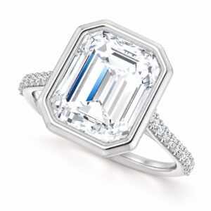 Gisèle emerald cut lab diamond engagement ring in 14k white gold