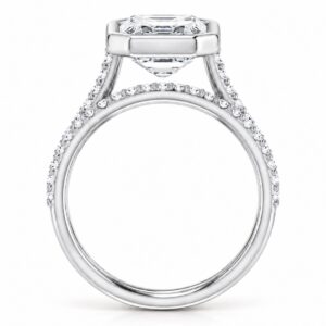 Gisèle emerald cut lab diamond engagement ring in 14k white gold