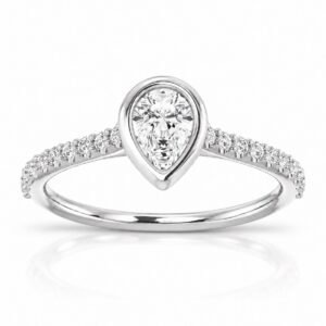 Gisèle pear cut lab diamond engagement ring in 14k white gold