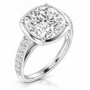 Juliette cushion cut lab diamond engagement ring in 14k white gold