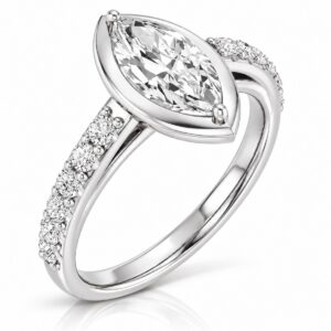 Juliette marquise cut lab diamond engagement ring in 14k white gold