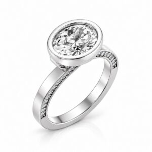 Lyra oval cut lab diamond engagement ring in 14k white gold