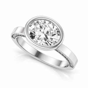 Lyra oval cut lab diamond engagement ring in 14k white gold