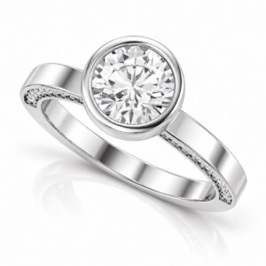 Lyra round cut lab diamond engagement ring in 14k white gold