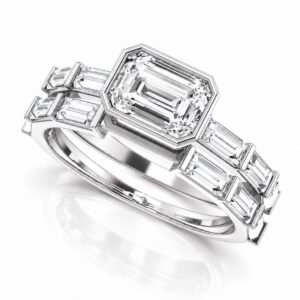 Simone emerald cut lab diamond engagement ring in 14k white gold