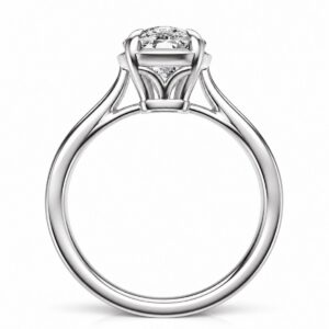 Vivienne elongated cushion cut lab diamond engagement ring in 14k white gold