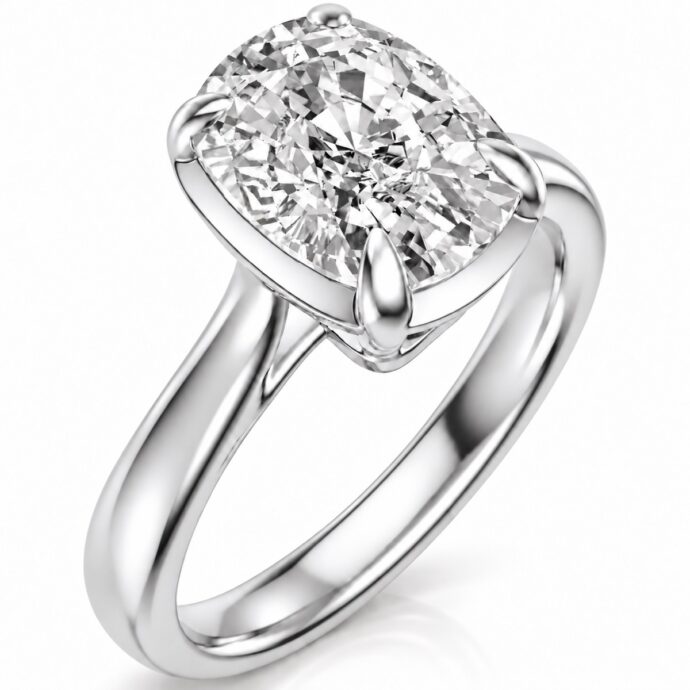 Vivienne Elongated Cushion Cut Engagement Ring — 14K White Gold Vivienne elongated cushion cut lab diamond engagement ring in 14k white gold