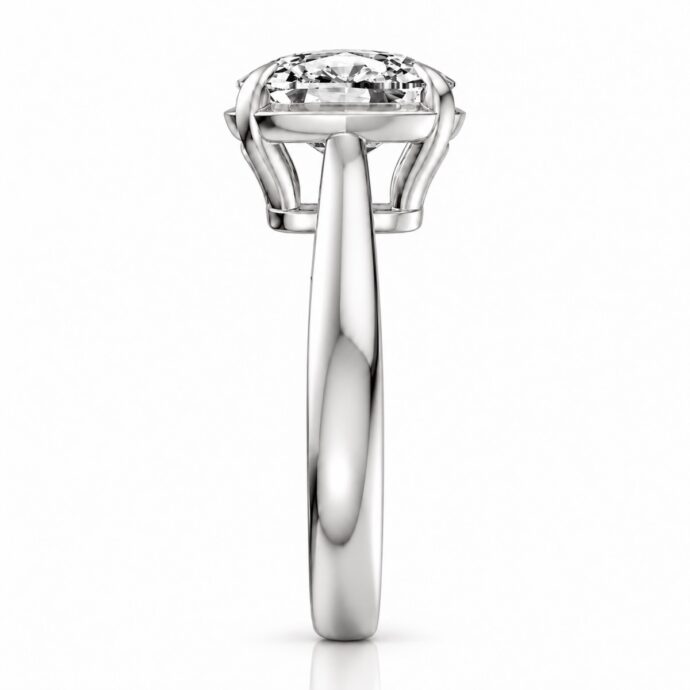 Vivienne Elongated Cushion Cut Engagement Ring — 14K White Gold Vivienne elongated cushion cut lab diamond engagement ring in 14k white gold