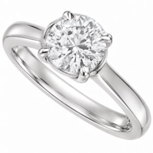 Vivienne round cut lab diamond engagement ring in 14k white gold